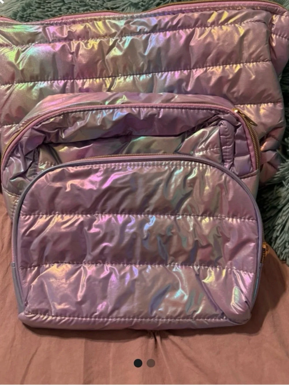 Source Unknown Iridescent Plastic Pouch - Pink and White
